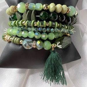 Beaded tassel bracelet set